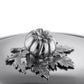 Decorated knob finial representing fennel, tomato, cast in solid bronze and silver plated, on Opus Prima stainless steel lid