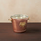 Hammered copper 3.5 Qt Round Wine Bucket lined with high purity tin applied by hand over fire and bronze handles, from Glamstore Historia collection