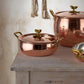 Hammered copper 6 Qt Braiser lined with high purity tin applied by hand over fire and bronze handles, from Glamstore Historia collection