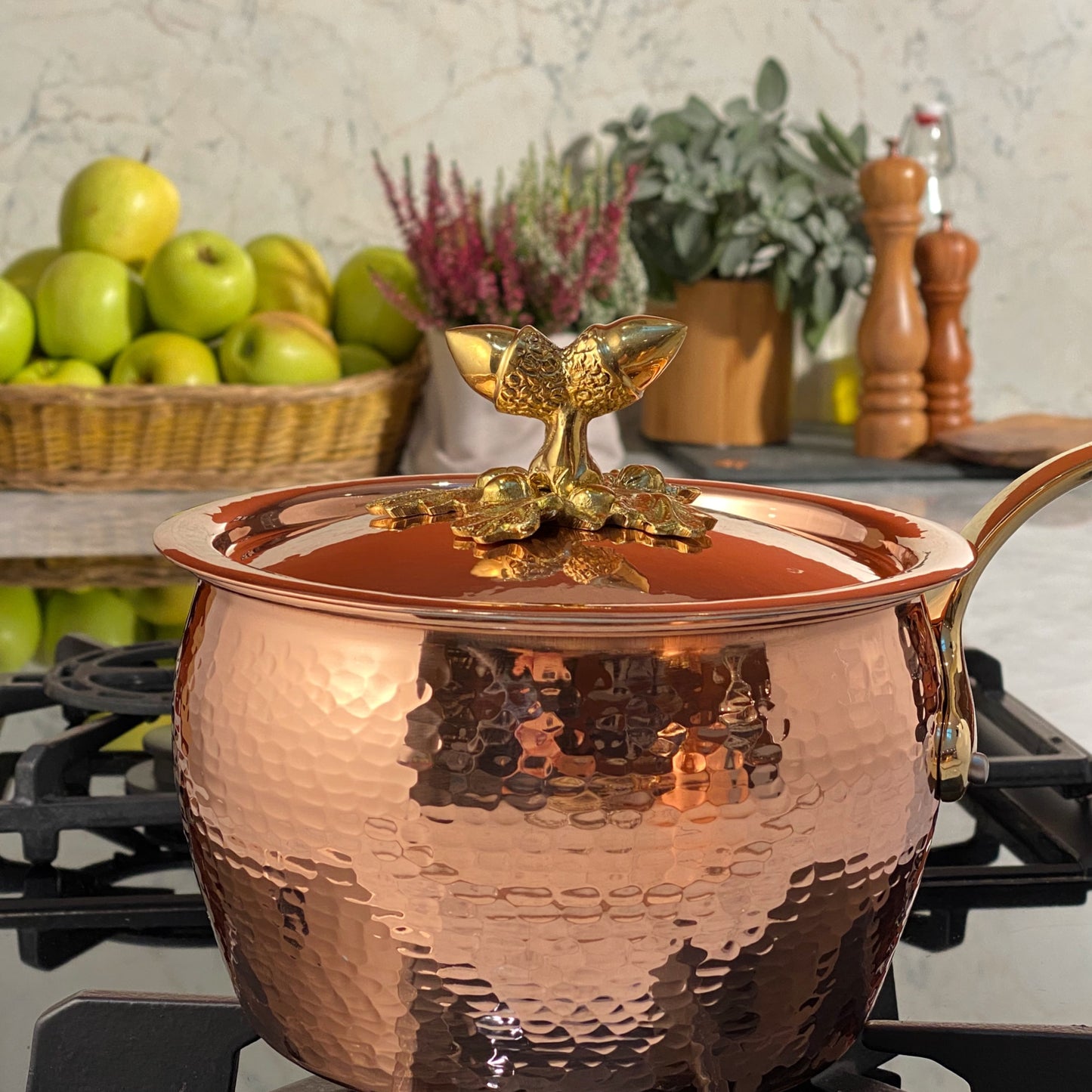 Historia Hand-hammered copper, tin-lined saucepan