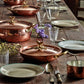 Hammered copper 11" Double Handle Fry Pan lined with high purity tin applied by hand over fire and bronze handles, from Glamstore Historia collection
