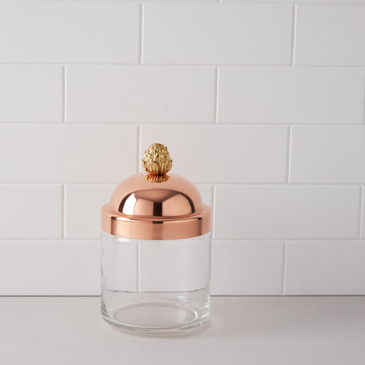 0.5 Qt Glass Kitchen jar with sealed copper lid
