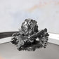 Decorated knob finial representing cauliflower and carrot, cast in solid bronze and silver plated, on Opus Prima stainless steel lid