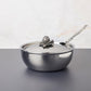 Opus Prima hammered clad stainless steel chef pan with decorated silver-plated lid knob finial