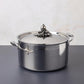 Opus Prima hammered-clad stainless steel stockpot  with decorated silver-plated lid knob finial