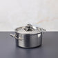 Opus Prima hammered clad stainless steel soup pot with decorated silver-plated lid knob finial