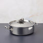 Opus Prima braiser in hammered clad stainless steel with decorated lid and handles
