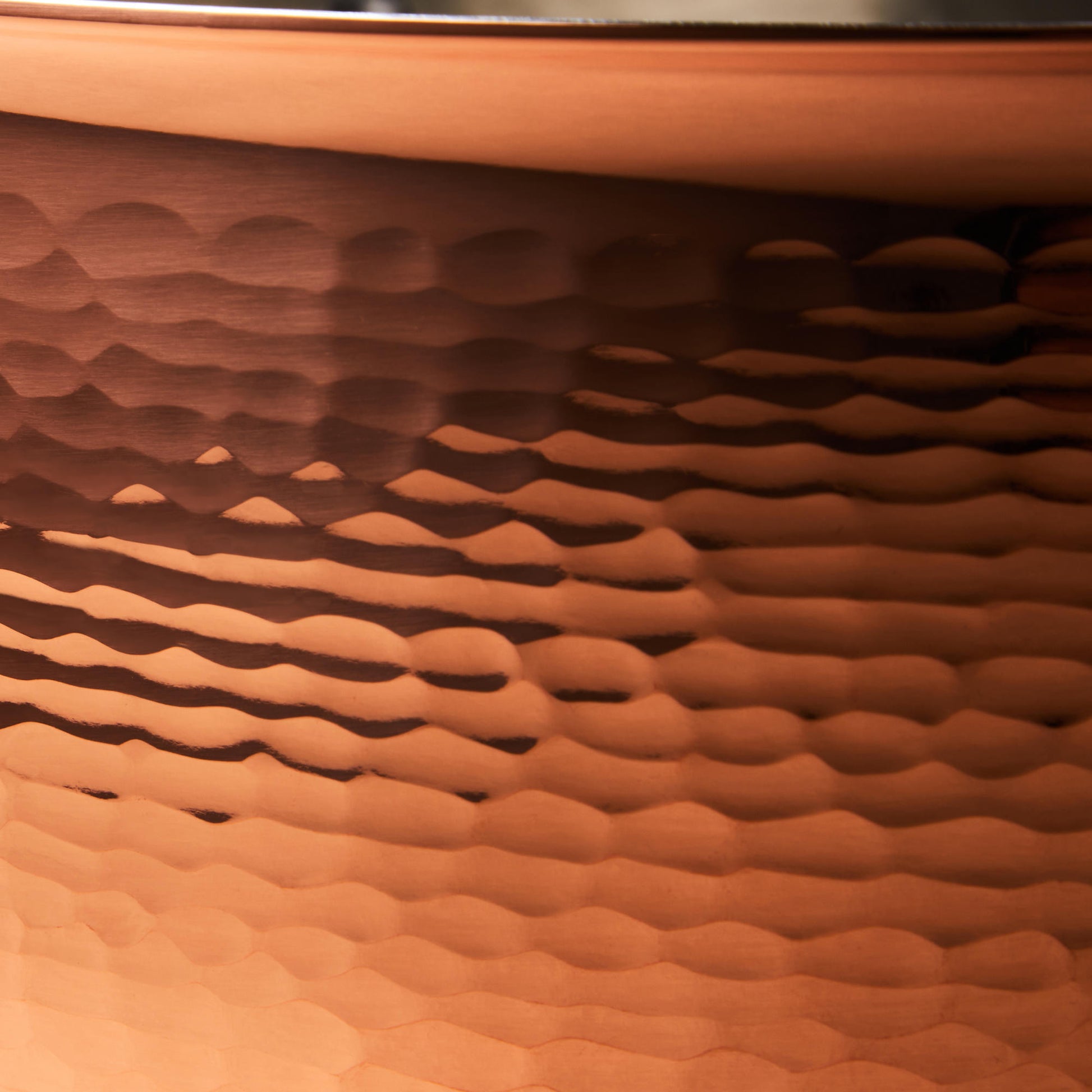 Hammering increases strength and beauty of copper clad with stainless steel  stockpot