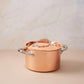 Soup pot with lid in hammered copper with stainless steel lining
