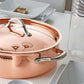 Braiser with lid in hammered copper with stainless steel lining