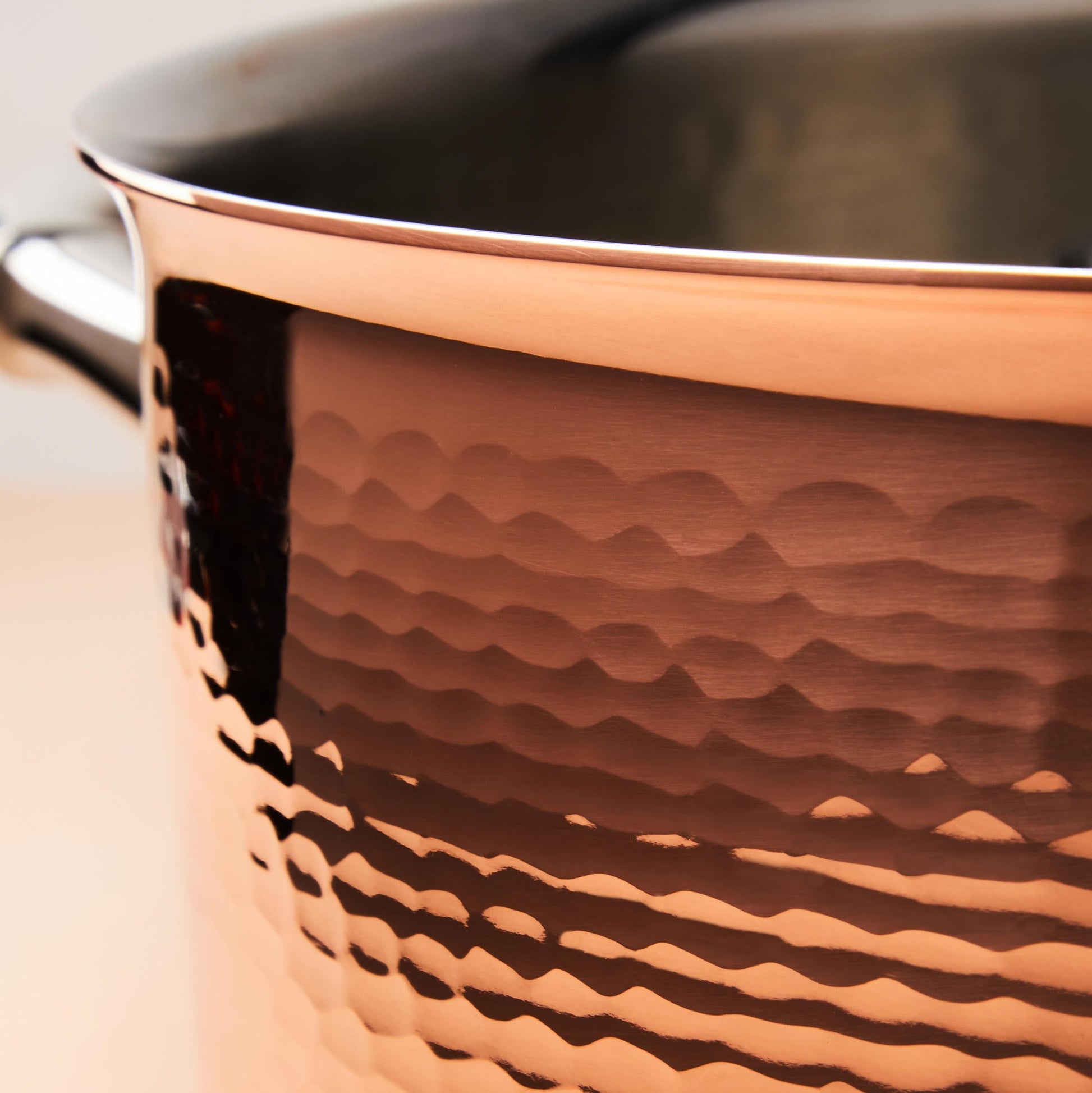 Hammering increases strength and beauty of copper clad with stainless steel  braiser