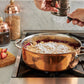 Braiser with lid in hammered copper with stainless steel lining