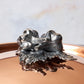 Decorated knob finial representing garlics cast in solid bronze and silver plated, on Opus Cupra clad copper lid