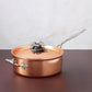  Opus Cupra hammered copper  with stainless steel lining and decorated silver-plated lid knob finial