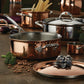 Opus Cupra hammered copper with stainless steel lining and decorated silver-plated lid knob finial