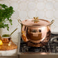Hammered copper 12 Qt Stockpot lined with high purity tin applied by hand over fire and bronze handles, from Glamstore Historia collection