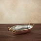 Hammered copper 11" Covered Oval Gratin lined with high purity tin applied by hand over fire and bronze handles, from Glamstore Historia collection