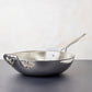 Opus Prima hammered clad stainless Open Wok decorated with delicate leaves on Opus Prima cookware