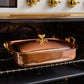 historia rectangular copper roaster in a traditional American oven