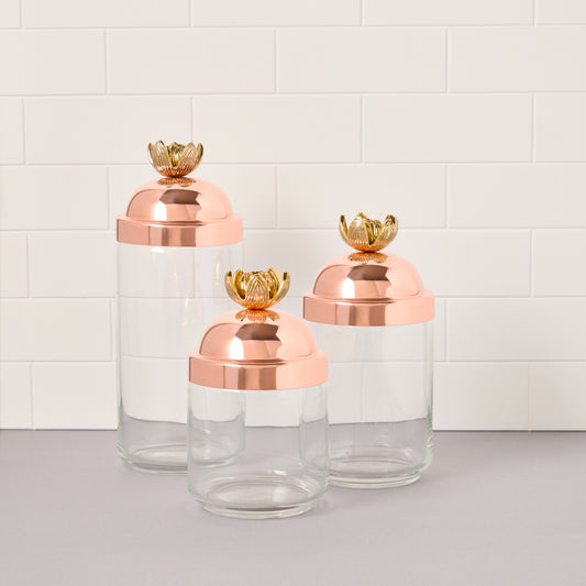 Glass Jars Ideal for storing sugar, dried goods, tea bags, coffee and more