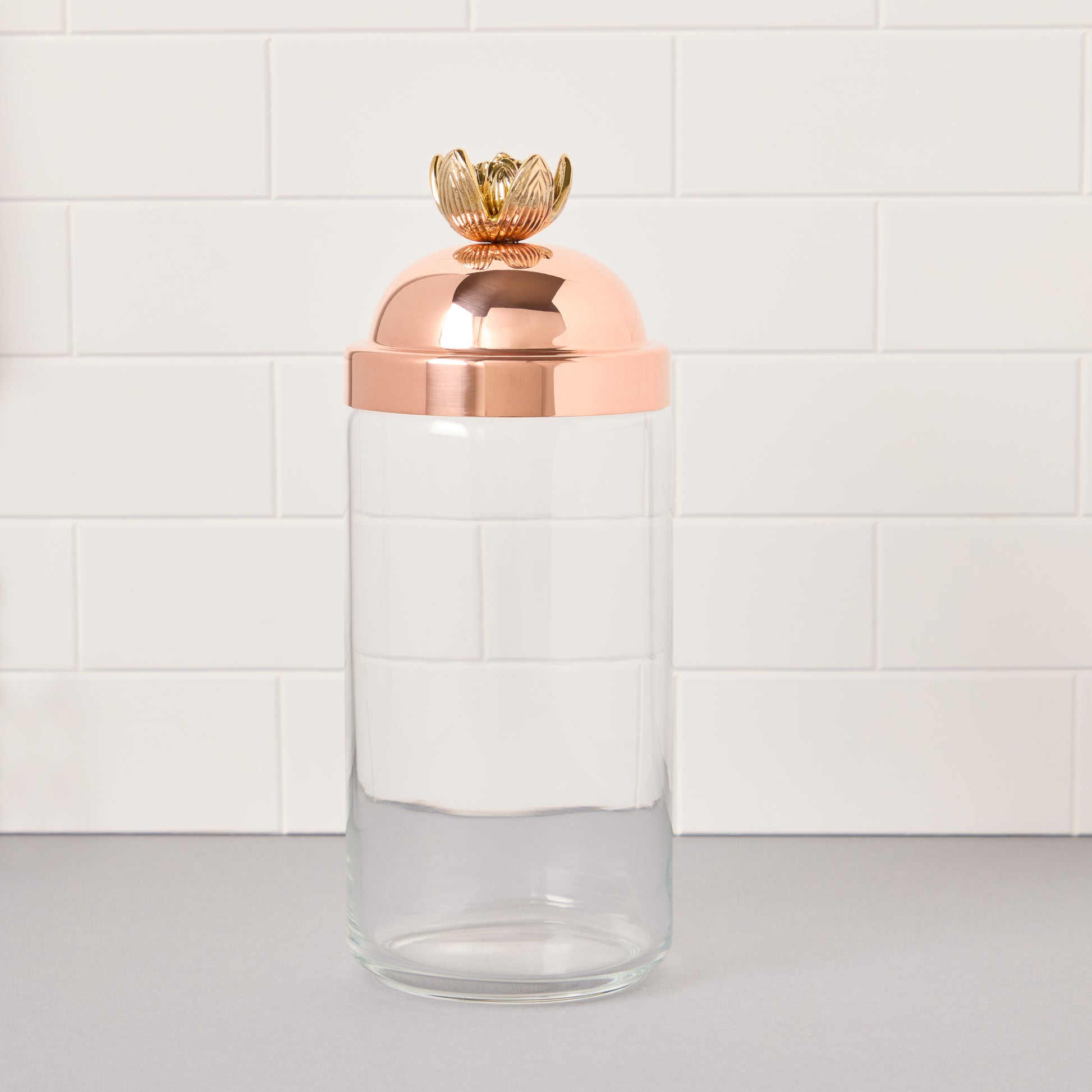1.5 QT Glass Kitchen jar with sealed copper lid