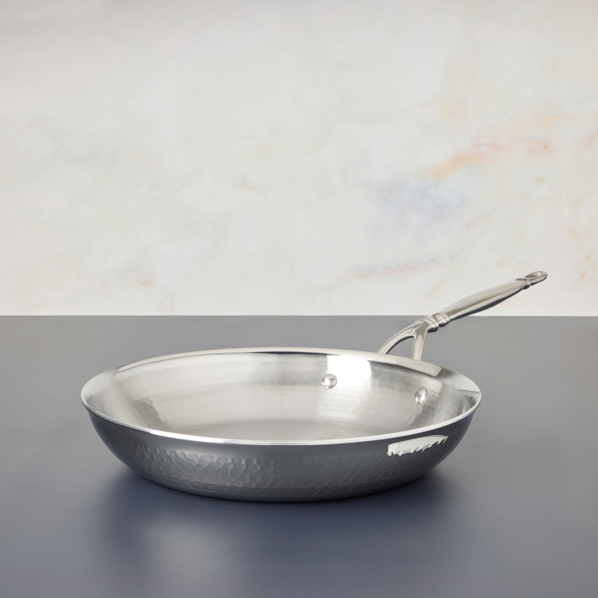 10" frying pan hammered clad stainless steel