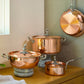 7-piece set  Opus Cupra hammered copper with special edition Disney-inspired knobs in stainless steel featuring Mickey Mouse, Minnie Mouse, and Pluto,